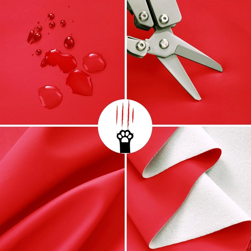 Eiury Toddler Booster Seat Dining Table Kitchen Chair, Waterproof Anti-Scratch PU Cushion, Non-Slip Bottom, Adjustable Buckle Straps, Easy Clean Portable Seat Cushion (Red) - Image 3